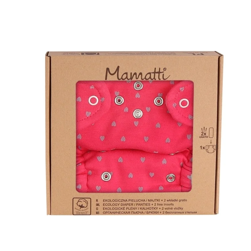 Mamatti Látková plienka EKO sada - nohavičky + 2 x plienka, veľ.  5 - 14 kg, Hearts
