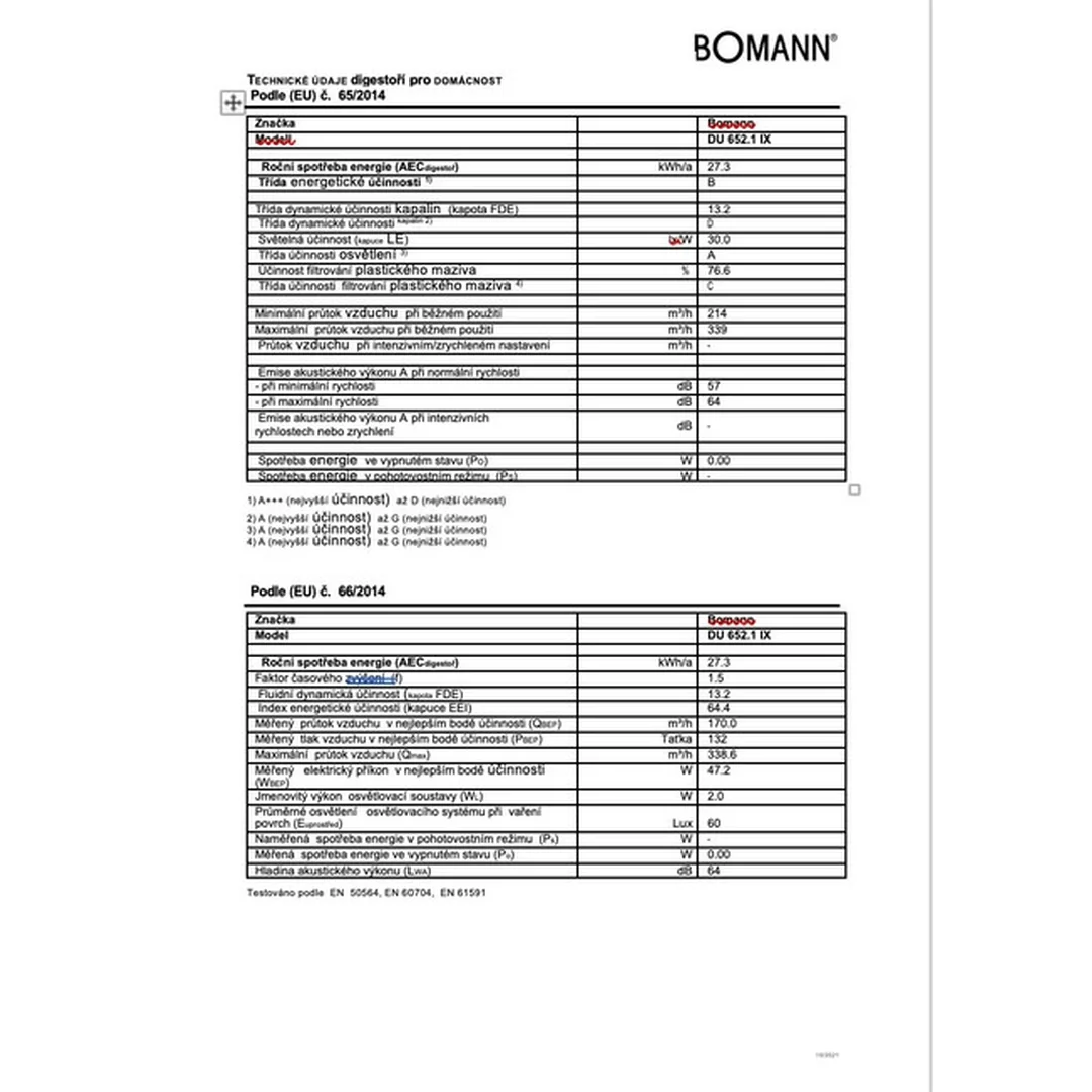 Bomann DU 652.1 nerezový odsávač pár 60 cm