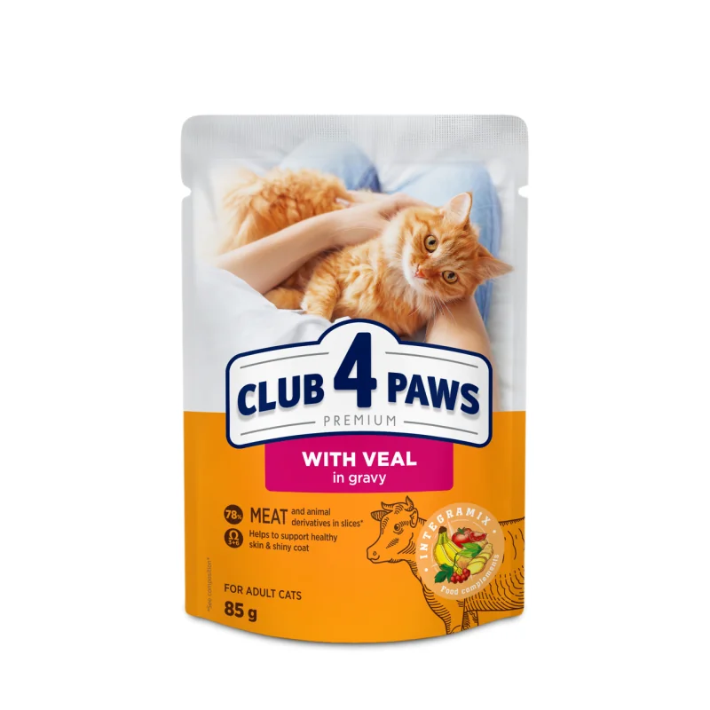 CLUB 4 PAWS Premium S teľacím mäsom v omáčke 85 g (3012)