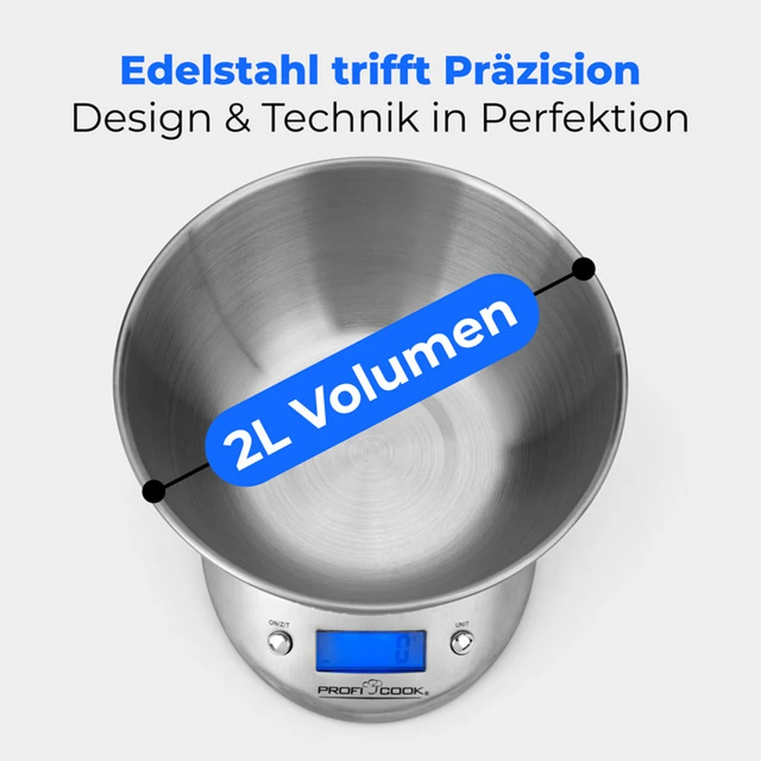 ProfiCook Kuchynská váha KW 1040, digitálna, nerezová s 2 l miskou