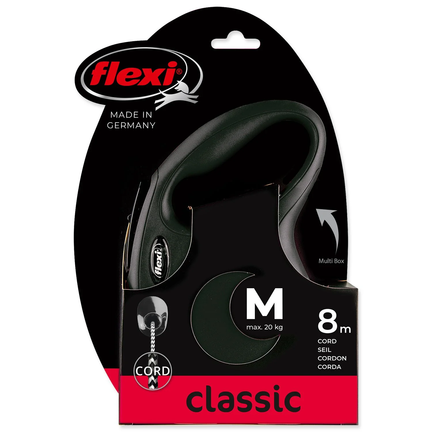 flexi New Classic lanko M 8m do 20kg čierne