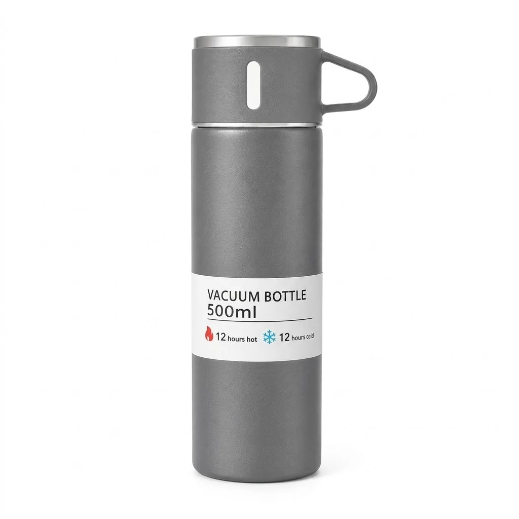 Livefy termoska s pohárom Vello 500ml, sivá