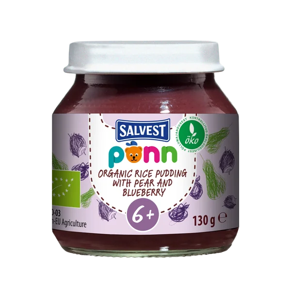 SALVEST Põnn BIO Pyré hruškovo-čučoriedkové s pšenom 1×130 g, ovocný príkrm