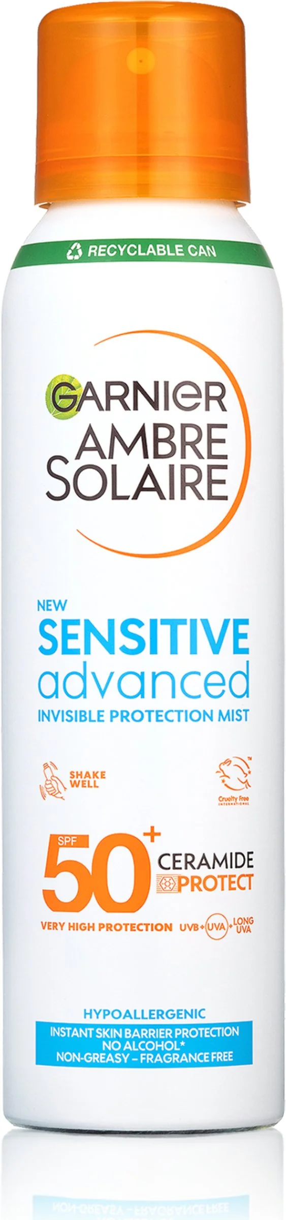 Garnier Ambre Solaire Sensitive Advanced ochranná  pleťová hmla, veľmi vysoká ochrana, svetlá citlivá pokožka, SPF 50+, 150 ml 1×150 ml, ochranná pleťová hmla SPF50+