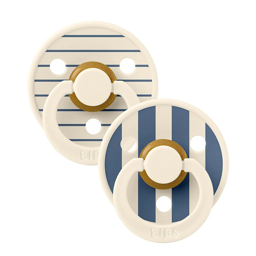 BIBS STUDIO Colour Pin cumlíky z prírodného kaučuku 2ks veľkosť 1 - Ivory Steel Blue Mix