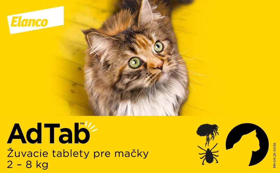 AdTab žuvacie tablety pre mačky 48 mg, hmotnosť mačky > 2,0-8,0 kg 1 tbl