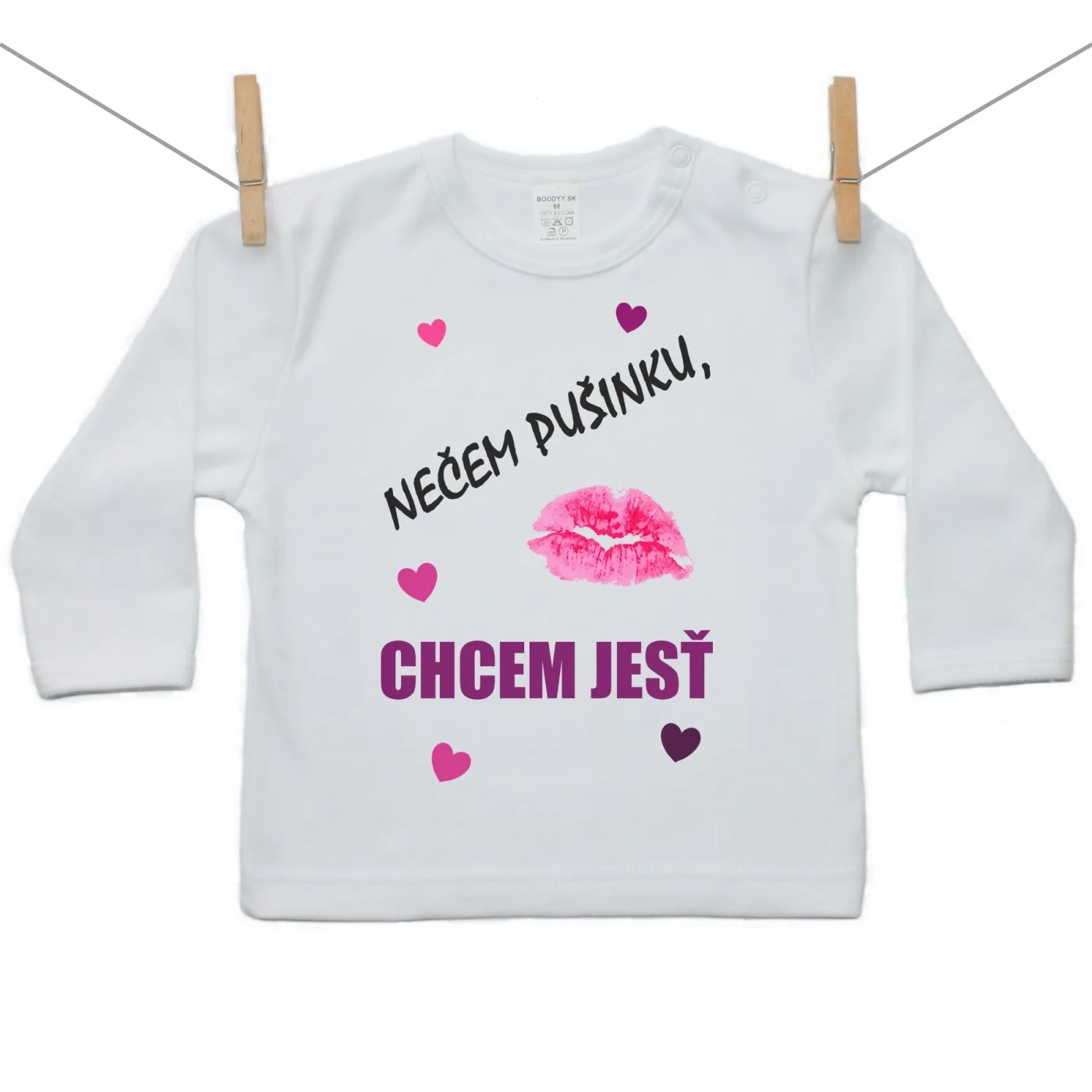 Boodyy Tričko s dlhým rukávom Nečem pusinku, chcem jesť Veľkosť: 92