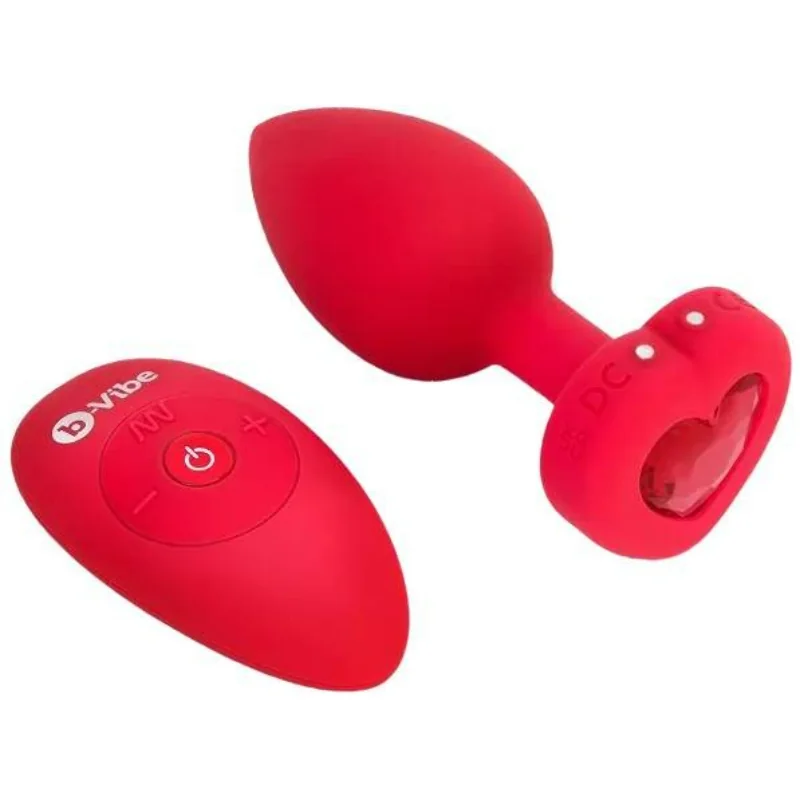 B-Vibe vibračný análny kolík Heart M/L s ovládaním 10,5cm