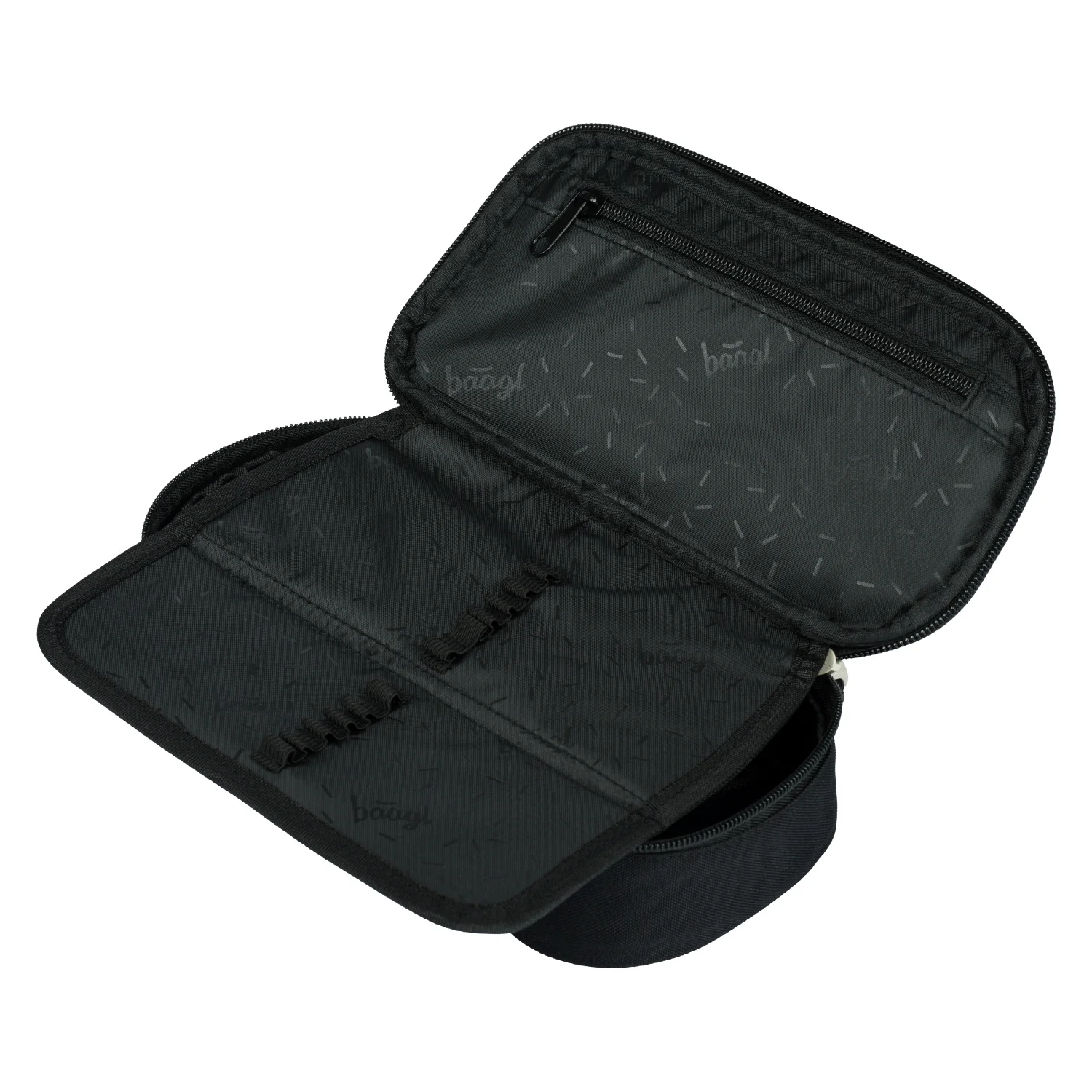 Baagl Školský peračník etui Metallic Holo čierny ružový, metalický