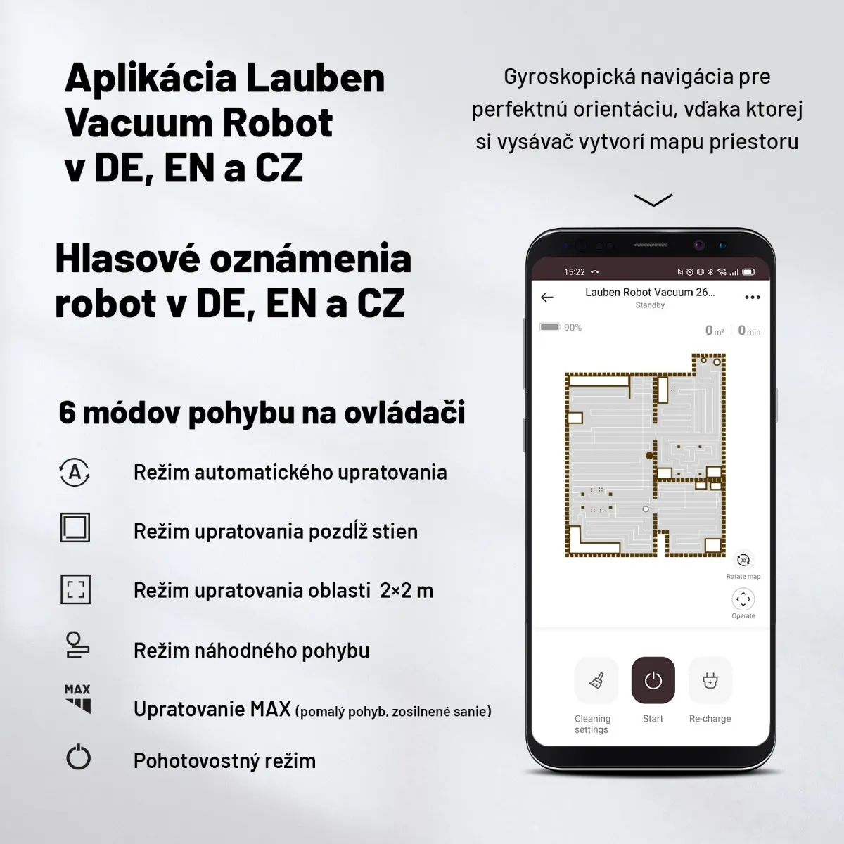 Lauben Robot Vacuum 26BB 1×1 ks, robotický vysávač