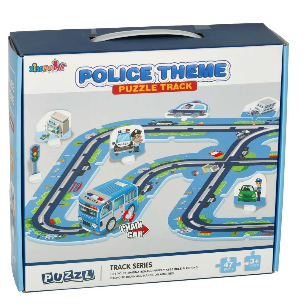 Puzzle autodráha MESTO – POLÍCIA, 47 dielov + autíčko, 3+