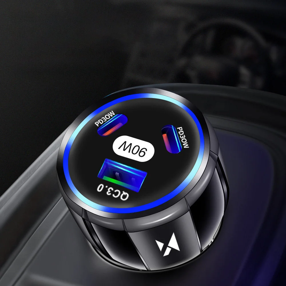 MG WCCCA autonabíjačka 2x USB-C / USB 90W PD QC, čierna