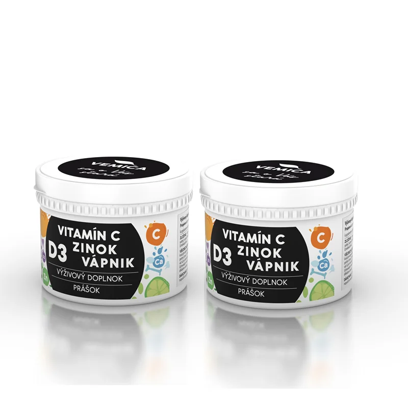 Vitamín C + D3 + Zinok + Vápnik 2x100 dávok
