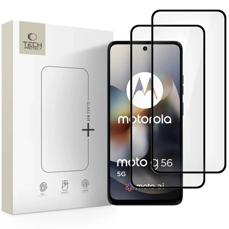 Tech-Protect Glass Fit 2x ochranné sklo na Motorola Moto G56 5G, čierne 1 ks, čierna