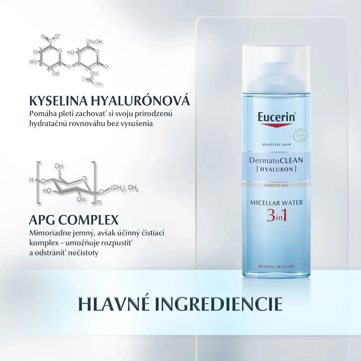 Eucerin DermatoCLEAN HYALURON Micelárna VODA 3v1 1×200 ml, citlivá pleť