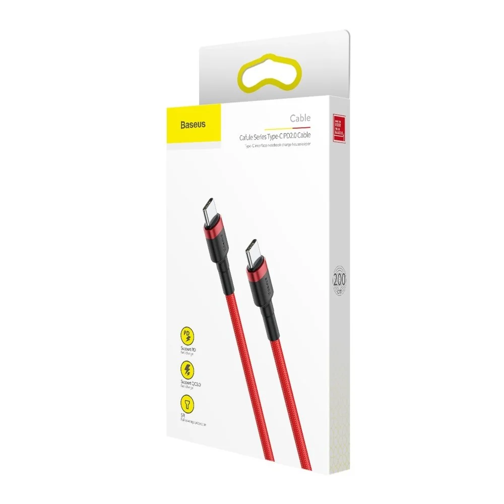 Baseus Cafule kábel USB-C / USB-C 60W QC 3.0 2m, červený