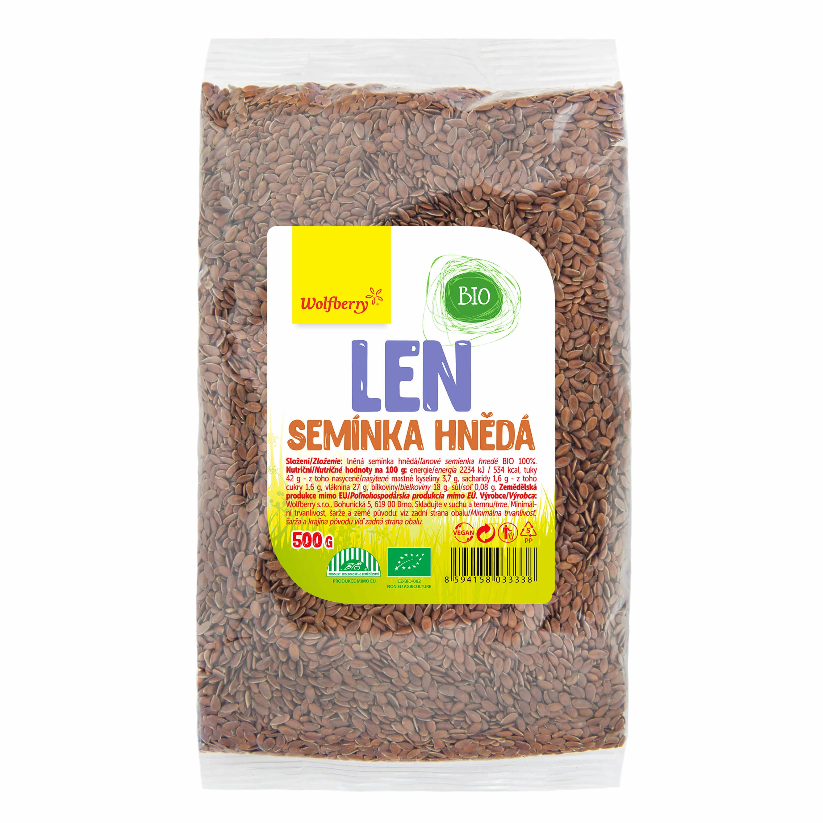 Wolfberry Ľanové semienko hnědé BIO 500 g