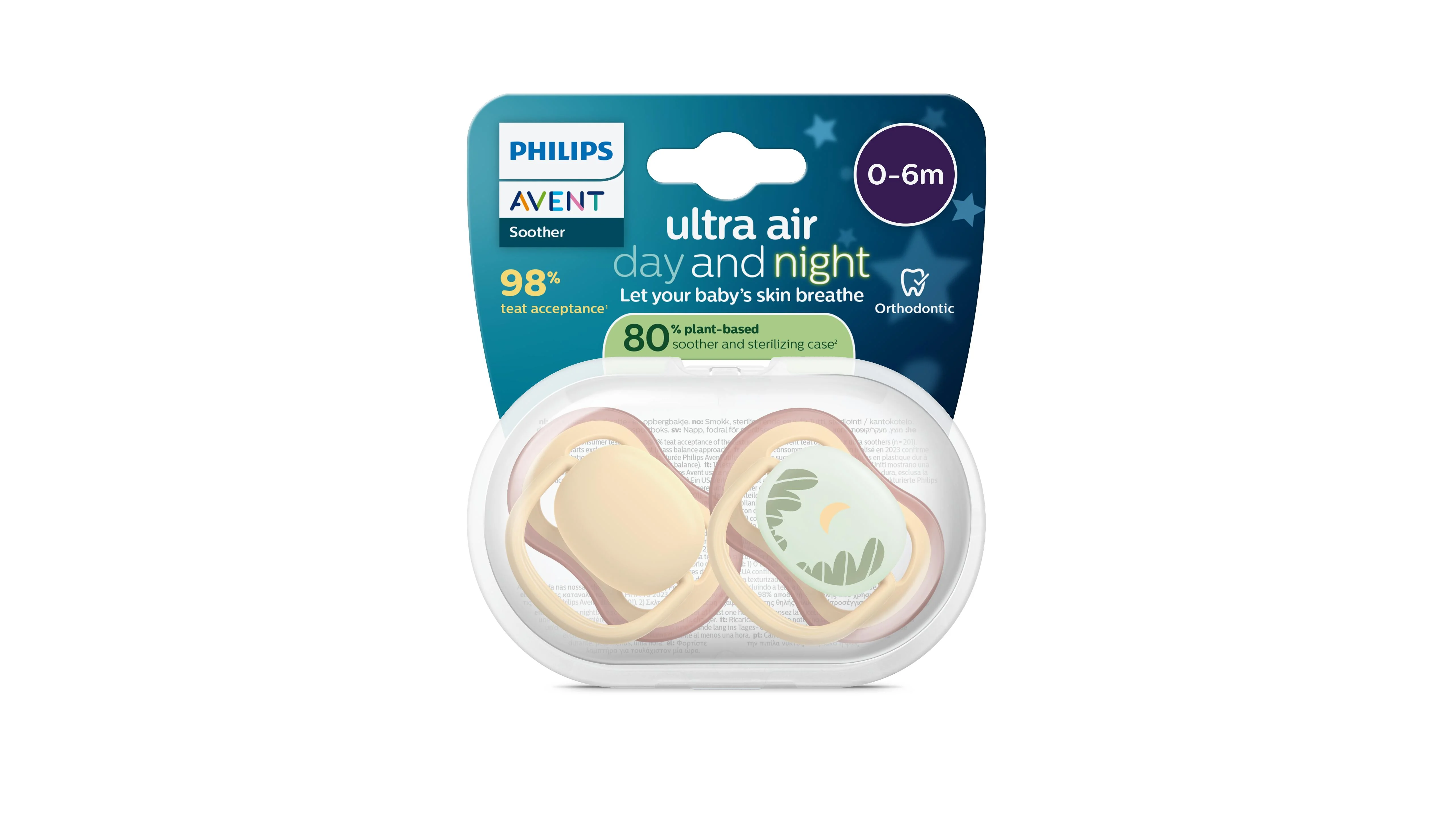 Philips AVENT - Cumlík Ultra air s obrázkom SCF087/09, denný a nočný 0-6 m, neutral 2 ks