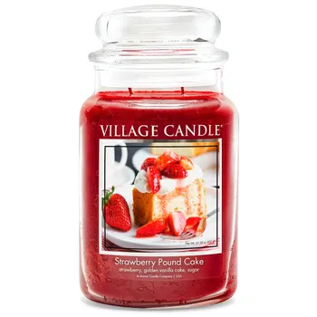Village Candle Vonná sviečka v skle - Strawberry Pound Cake - Jahodový koláč, veľká 1×1 ks, vonná sviečka