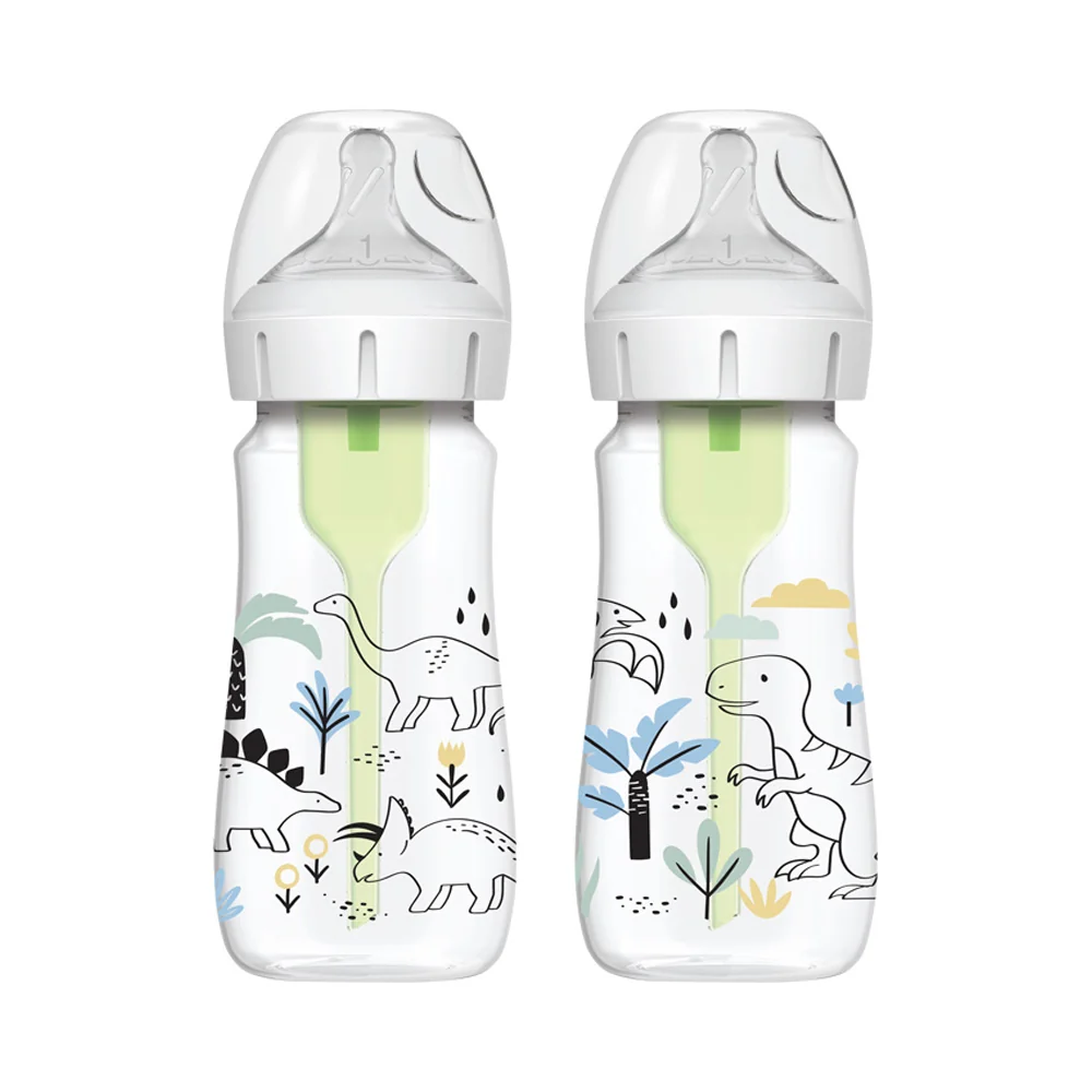 Dojčenská fľaša Dino options+ Wide Neck 270 ml Anti-colic – 2 ks (WB92026)