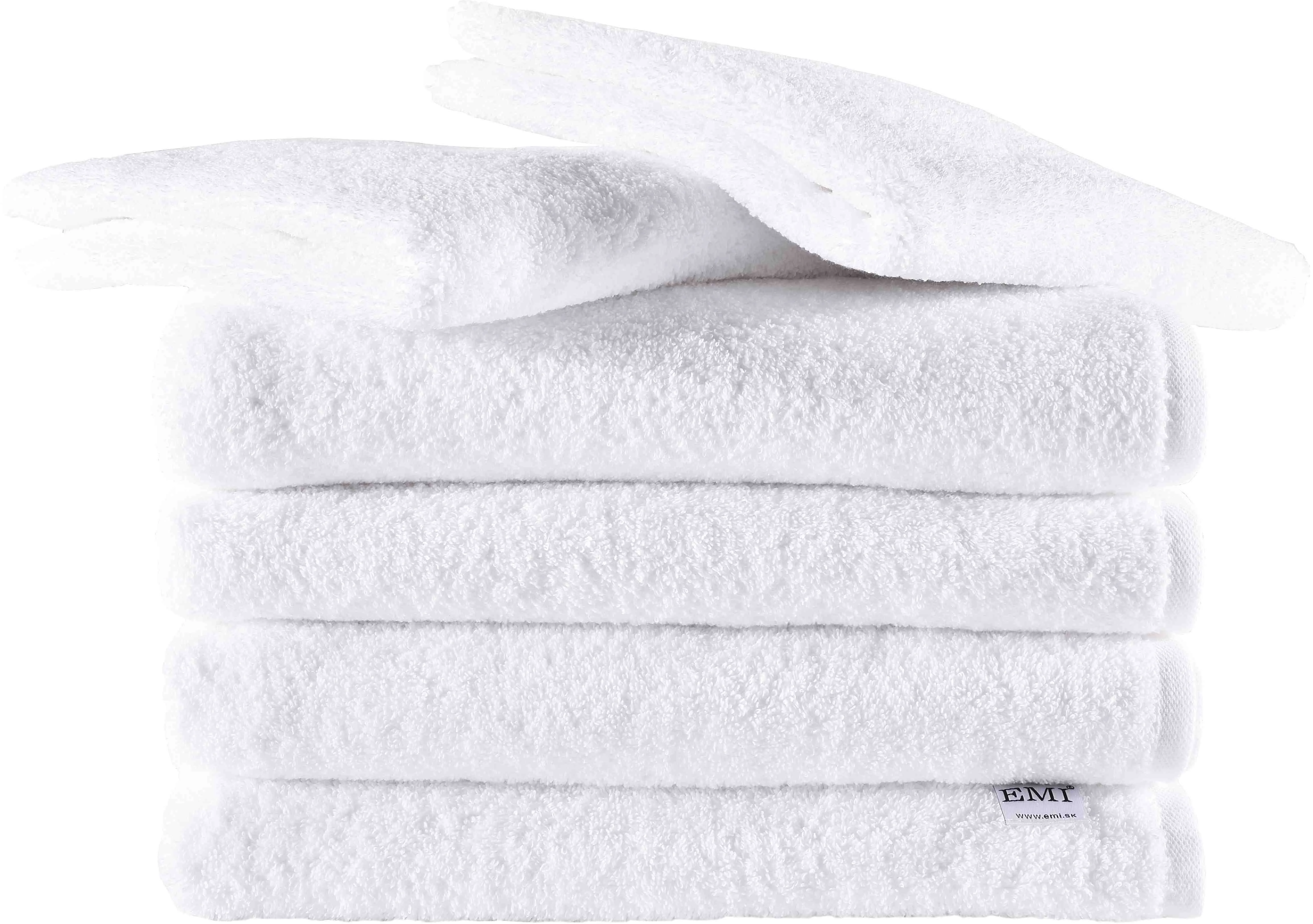 EMI Sada uteráky a osušky bavlnené biele 4 ks 50 x 90 cm + 2 ks 70 x 140 cm 1×1 set, sada uterákov a osušiek