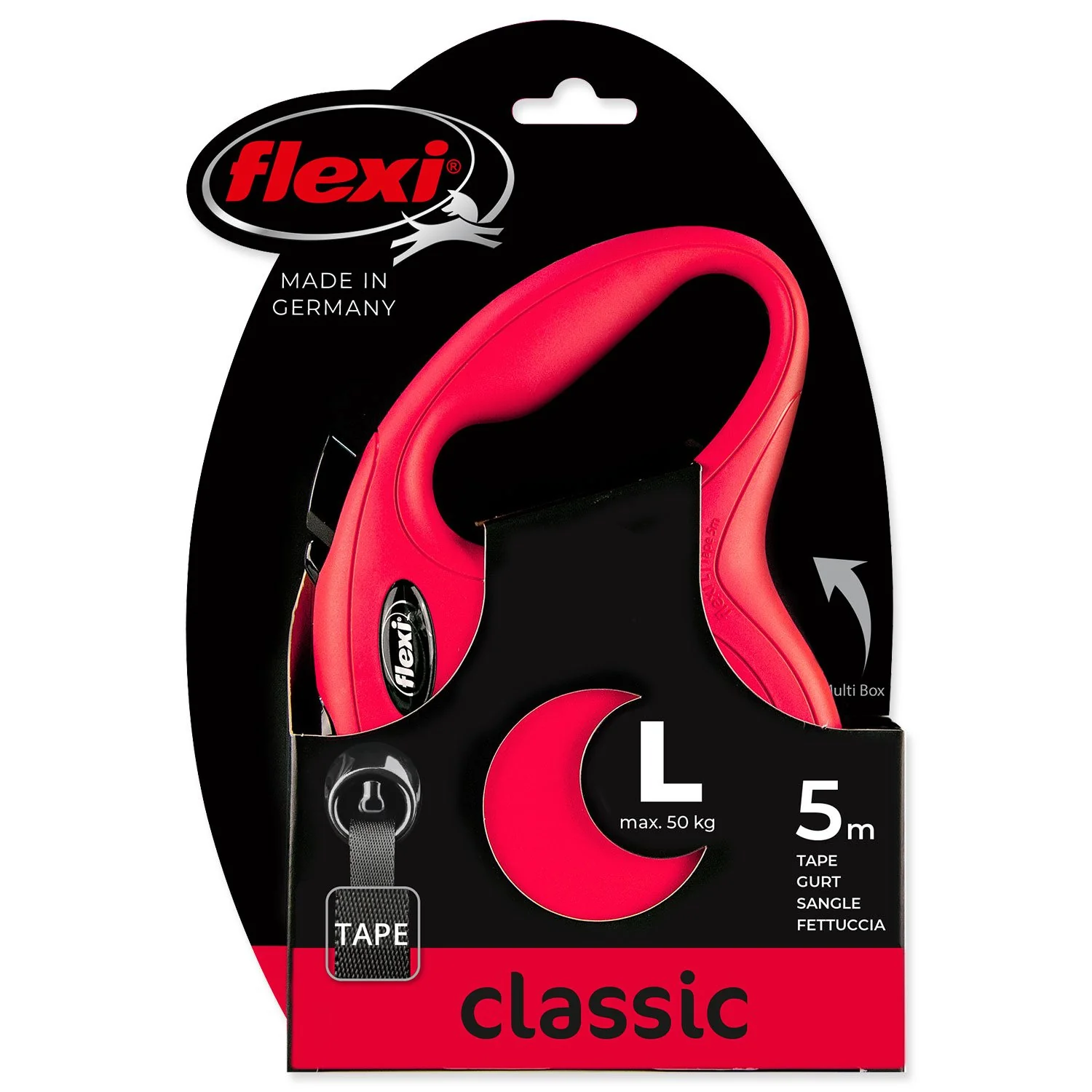 flexi New Classic popruh L 5m červené do 50kg