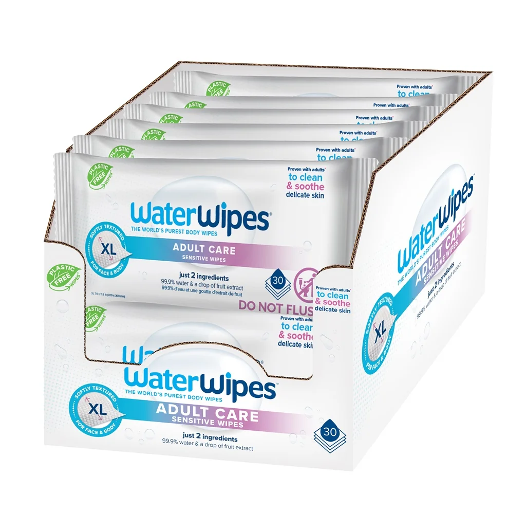 WATERWIPES Obrúsky vlhčené Adults bez obsahu plastov ( 360 ks ) 12×30 ks, vlhčené obrúsky