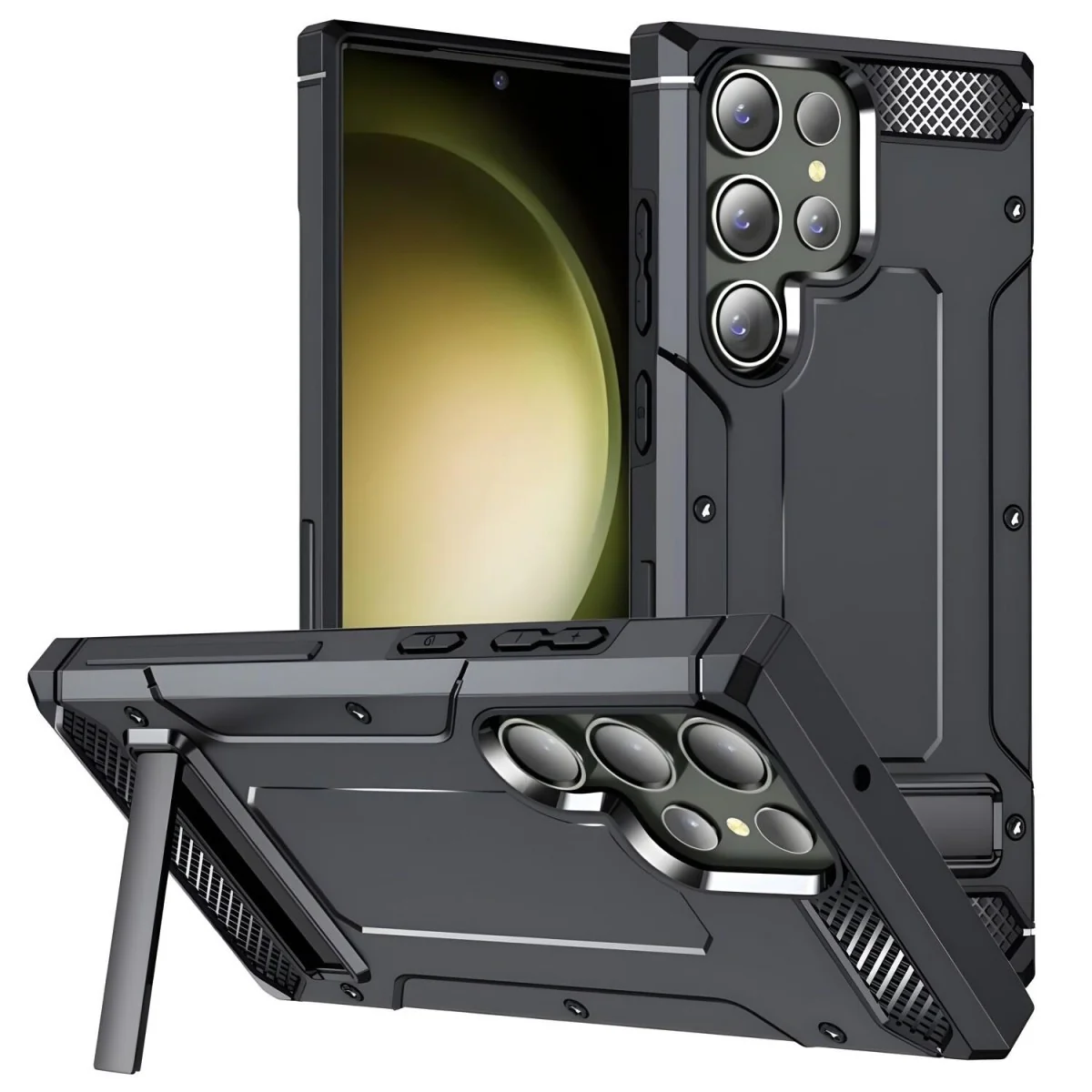 Puzdro Hybrid Armor Kickstand pre Samsung Galaxy S24 Ultra - Čierna Hybrid Armor, TPU + PC