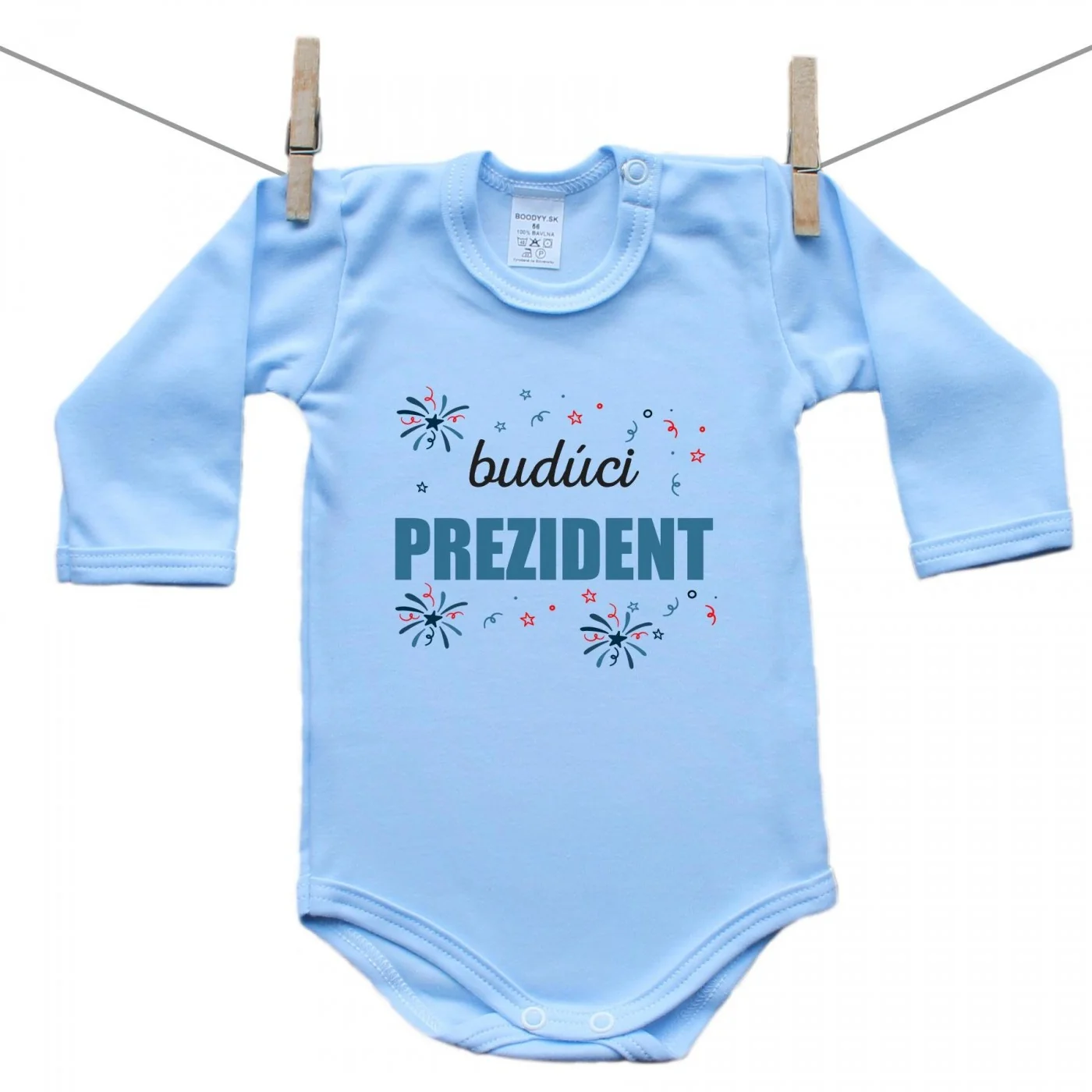 Boodyy Modré body s dlhým rukávom Budúci prezident Veľkosť: 68