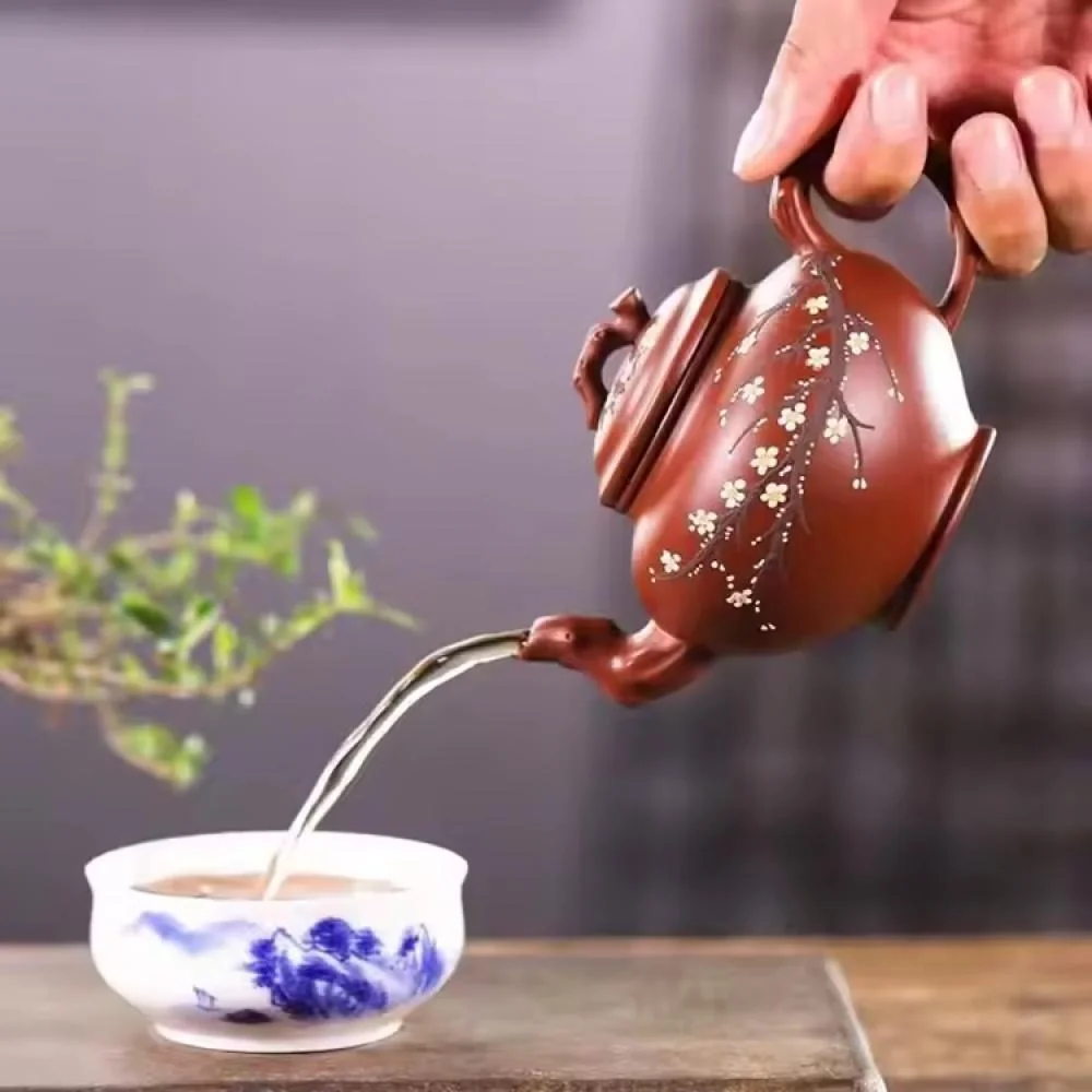 Čajník Sakura Hnedá/Červená ručne maľovaný, 220ml