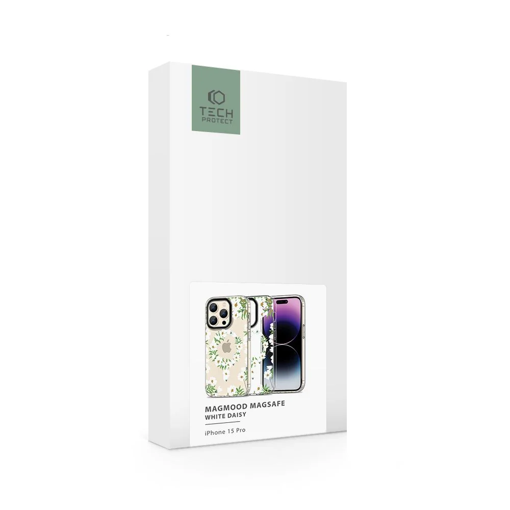 Tech-Protect Magmood MagSafe kryt na iPhone 15 Pro, white daisy