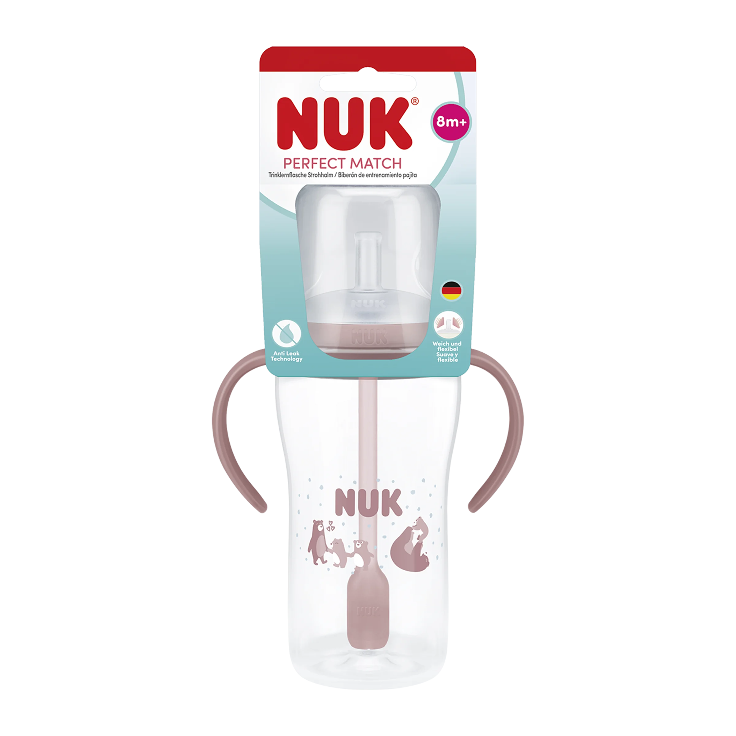 NUK flaša na uč. Perfect Match slamka BEAR 260 ml 1 ks