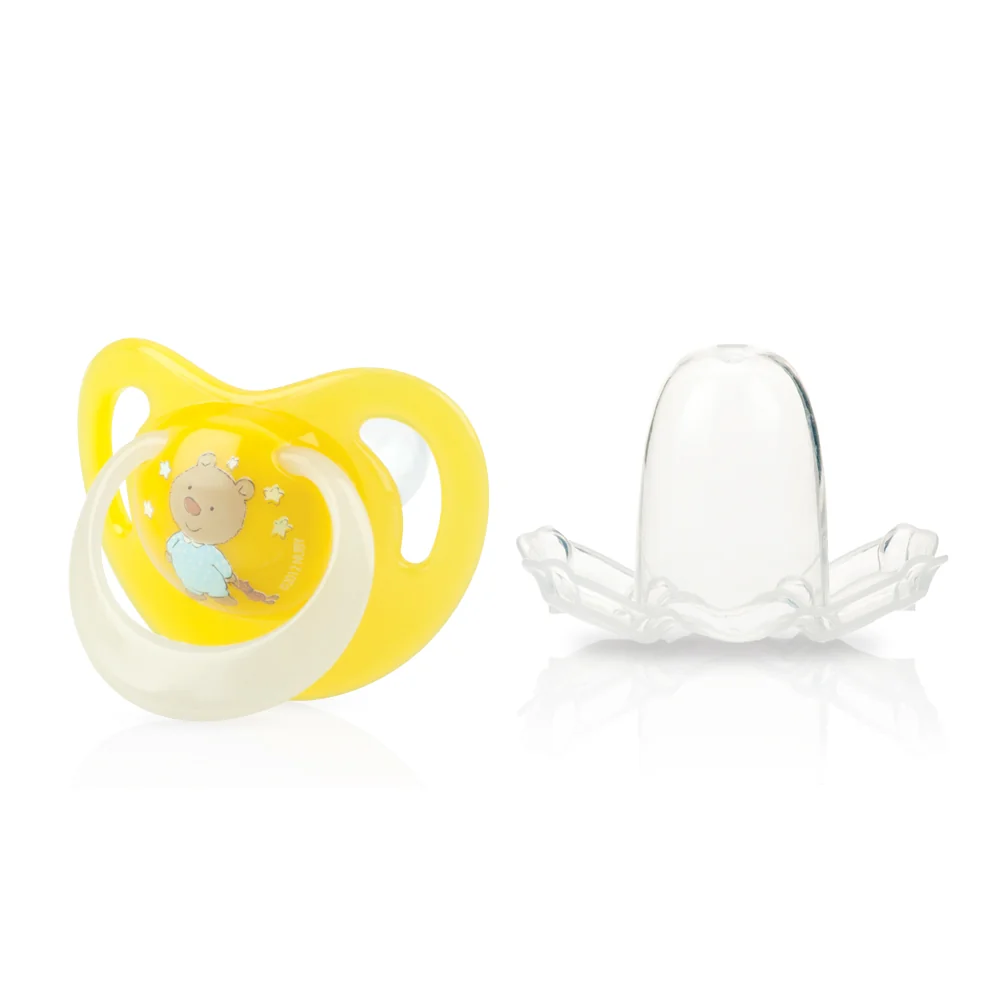 NUBY Silikónový ortodontický masážny cumlík 0–6m svietiaci
