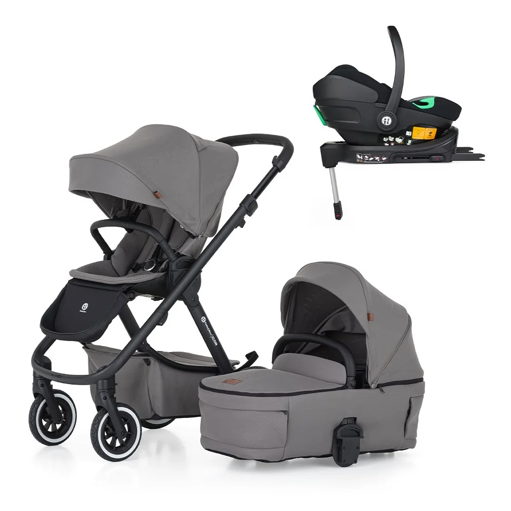 Kočík kombinovaný ICON 2v1 Dove Grey LITE AIR + Core Pro i-Size Black Grey + Báza