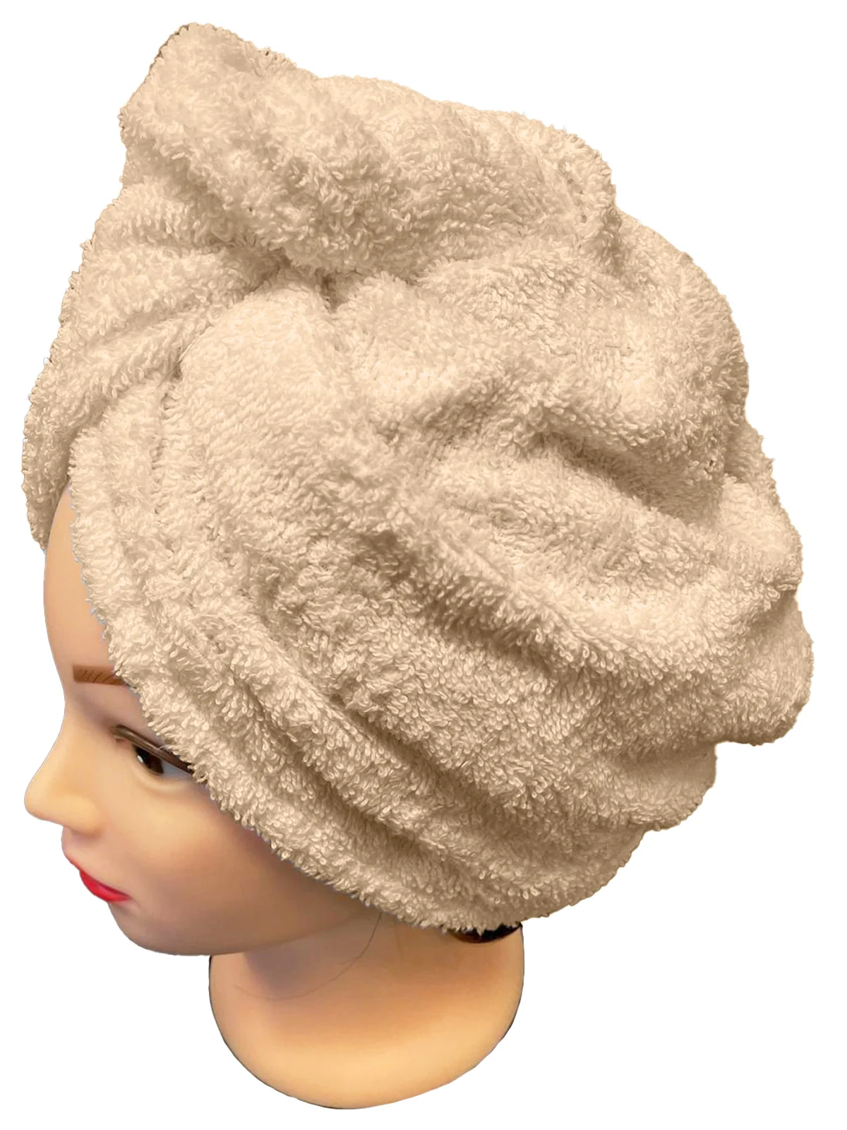 Rýchloschnúci froté turban na vlasy, krémový