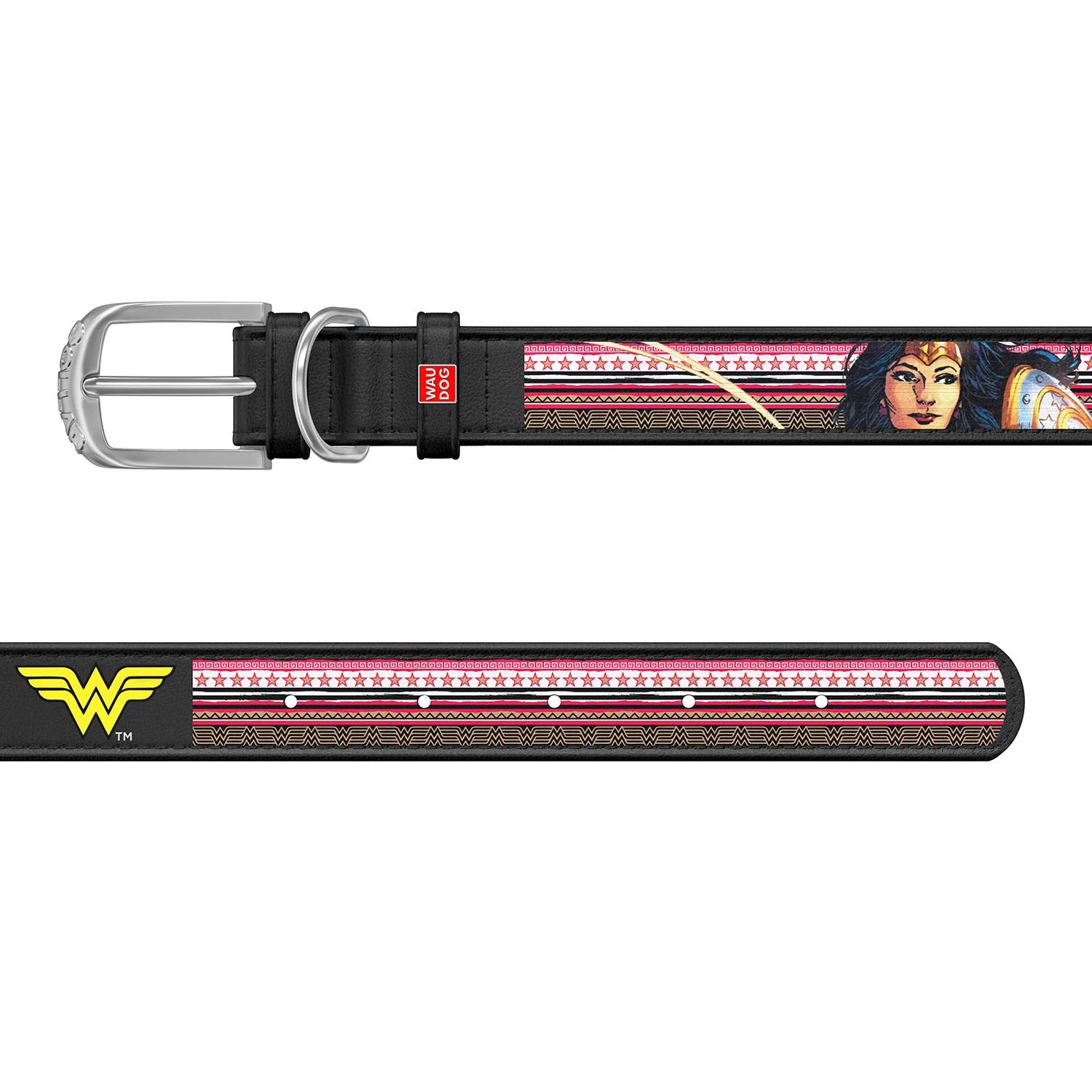 Kožený obojok Wonderwoman DC COMICS čierny, Obvod krku: 26-35 cm, širka: 15 mm