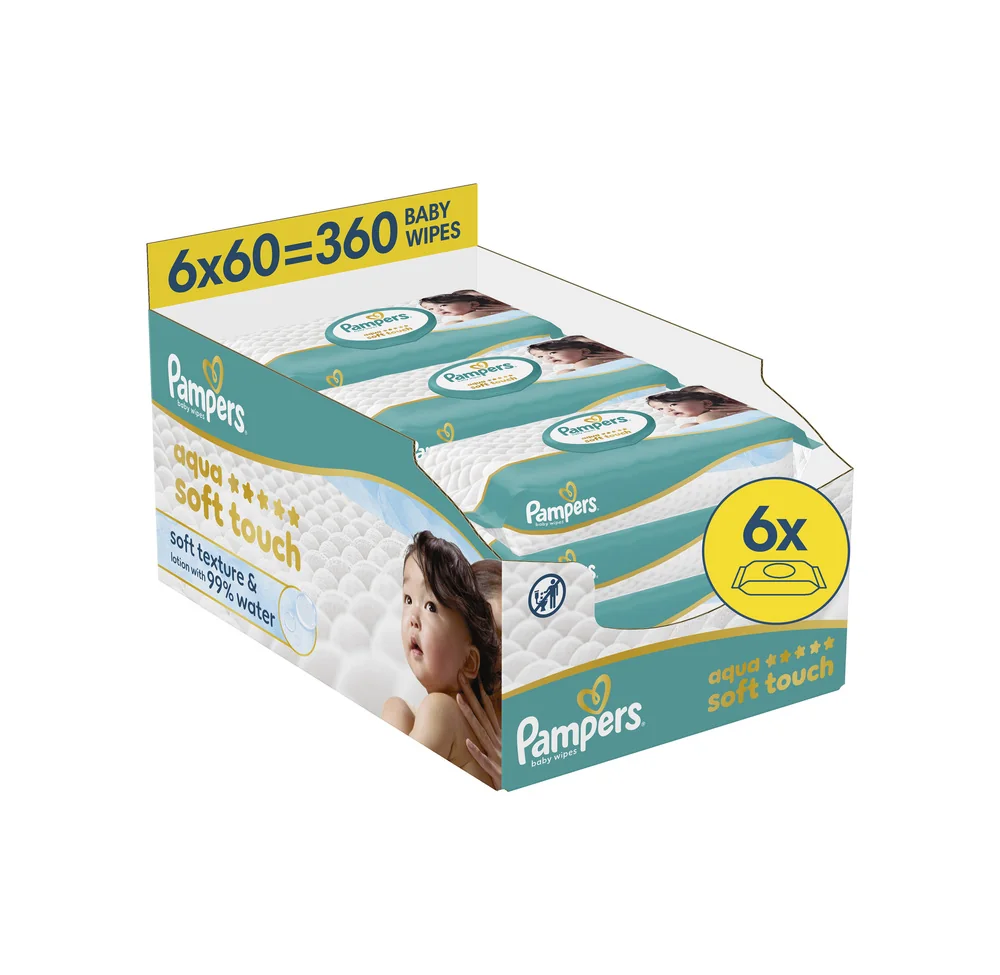 Pampers 99 % Water detské čistiace obrúsky 6 x 60 ks