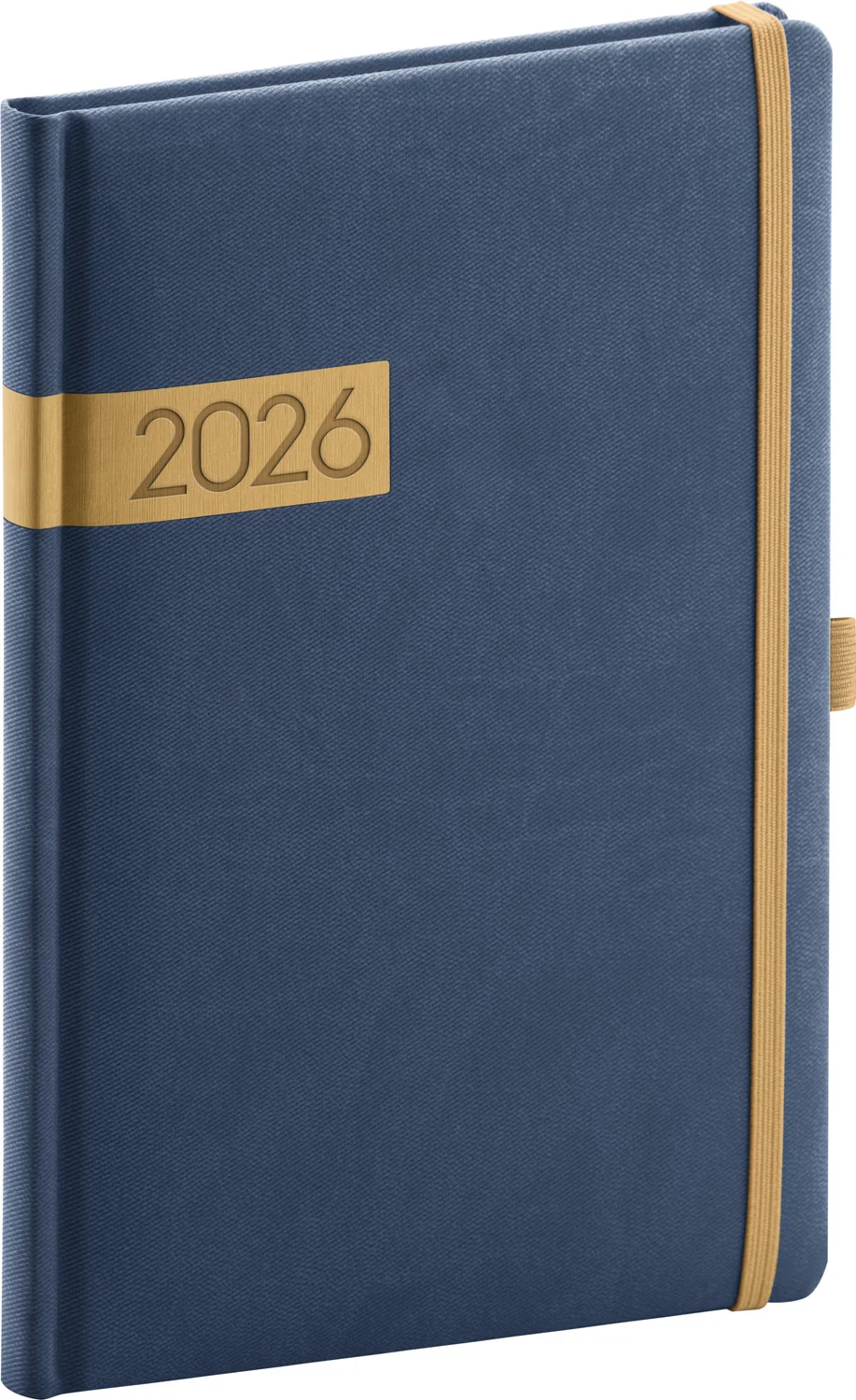 NOTIQUE Týždenný diár Twill 2026, modro-zlatý, 15 x 21 cm