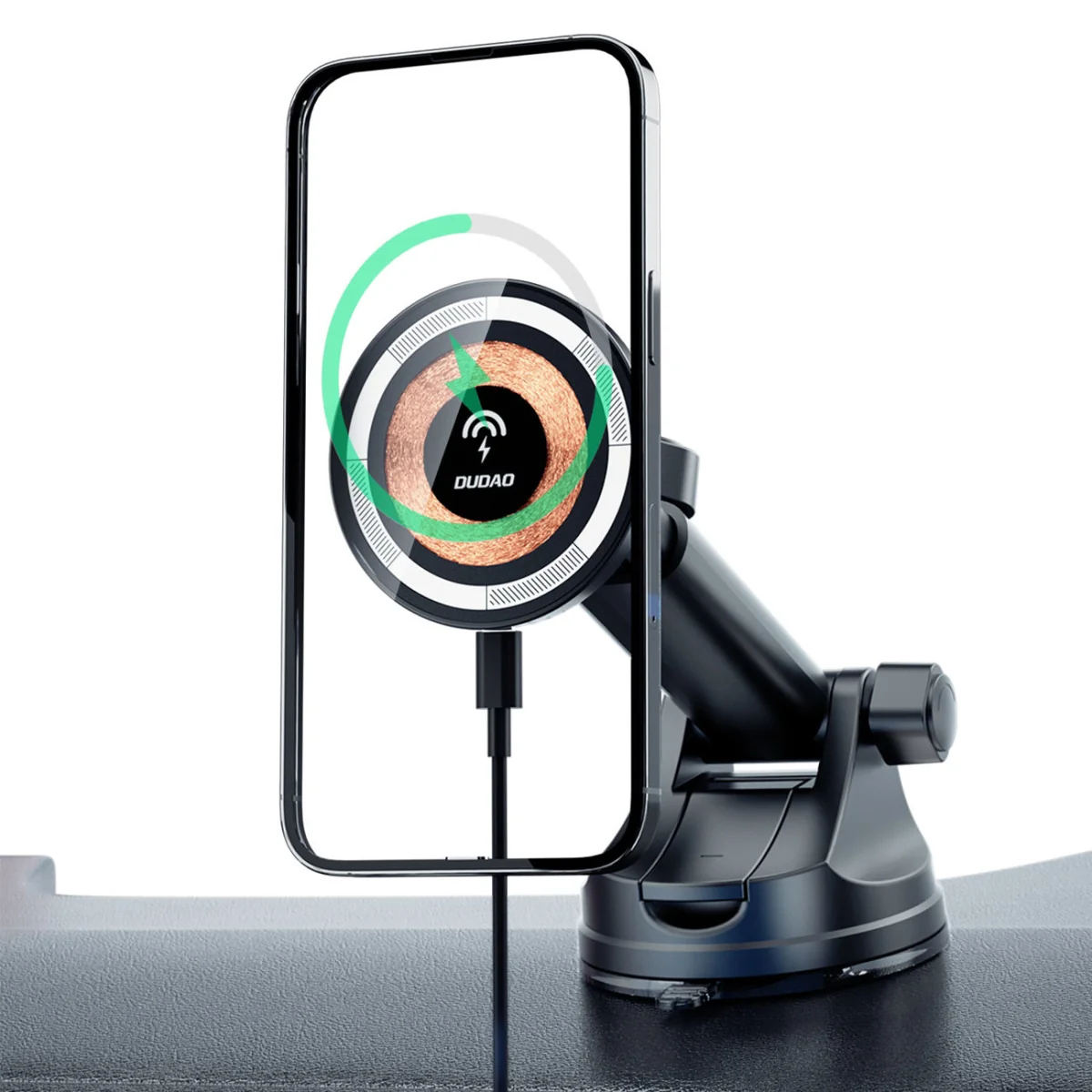 Dudao F12Max+ MagSafe držiak na mobil do auta 15W, čierny