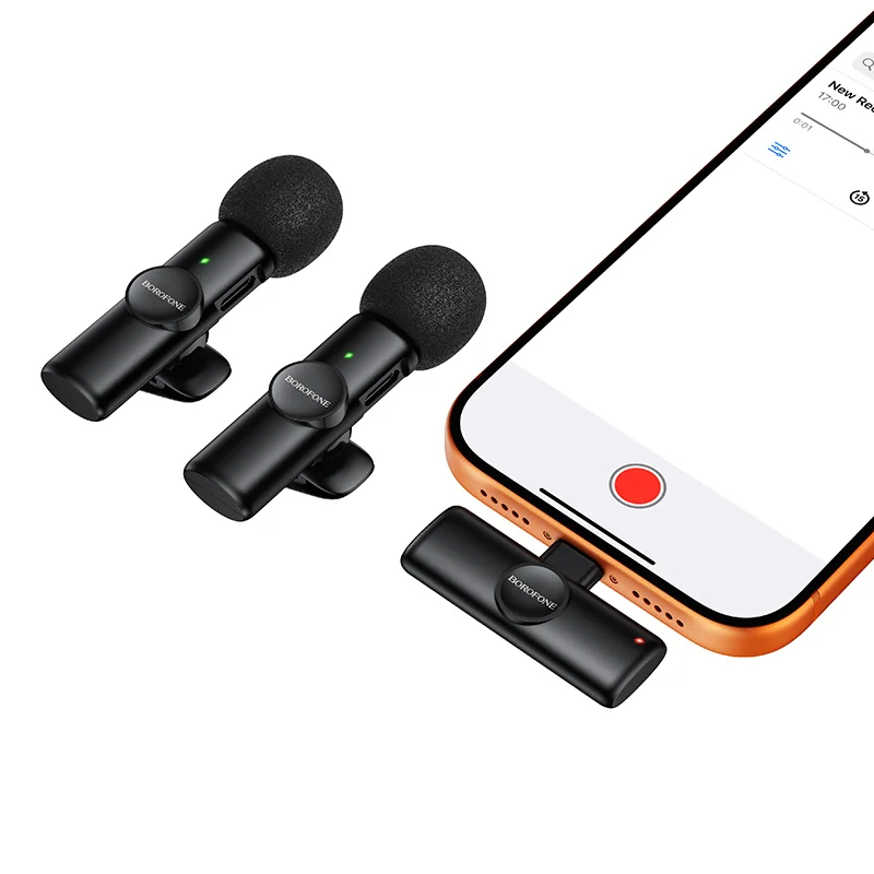 Borofone BFK16A bezdrôtový lavalier mikrofón USB-C 2ks, čierny
