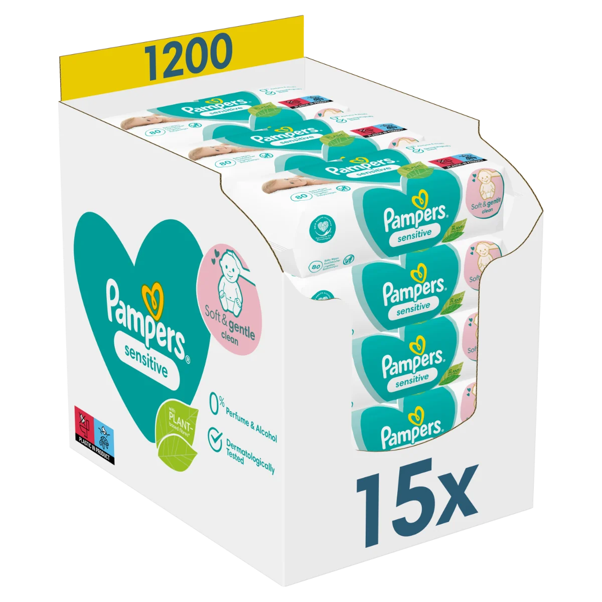 Pampers Wipes Box 1200ks (15x80) Sensitive 15×80 ks, vlhčené obrúsky