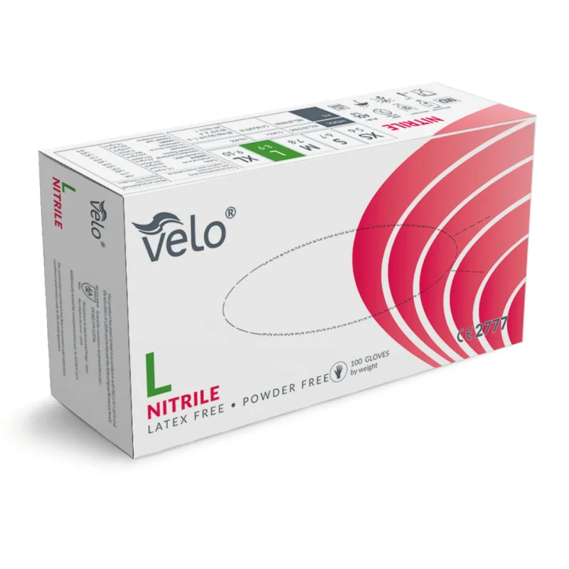 VELO Bezpúdrové nitrilové rukavice PF, veľkosť L, 100 ks