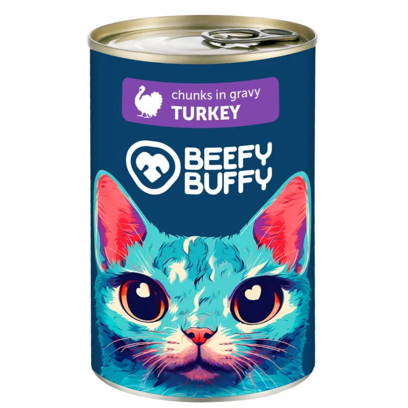 BEEFY BUFFY - Mäsové morčacie  kúsočky v omáčke 415 g (3199)