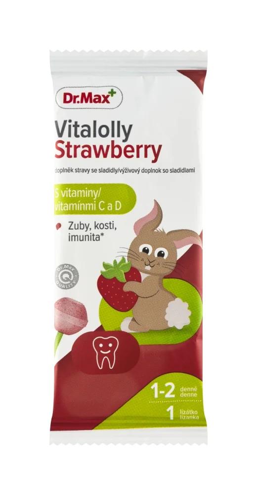 Dr. Max VITALOLLY STRAWBERRY 1×1 ks, jahodové lízanky