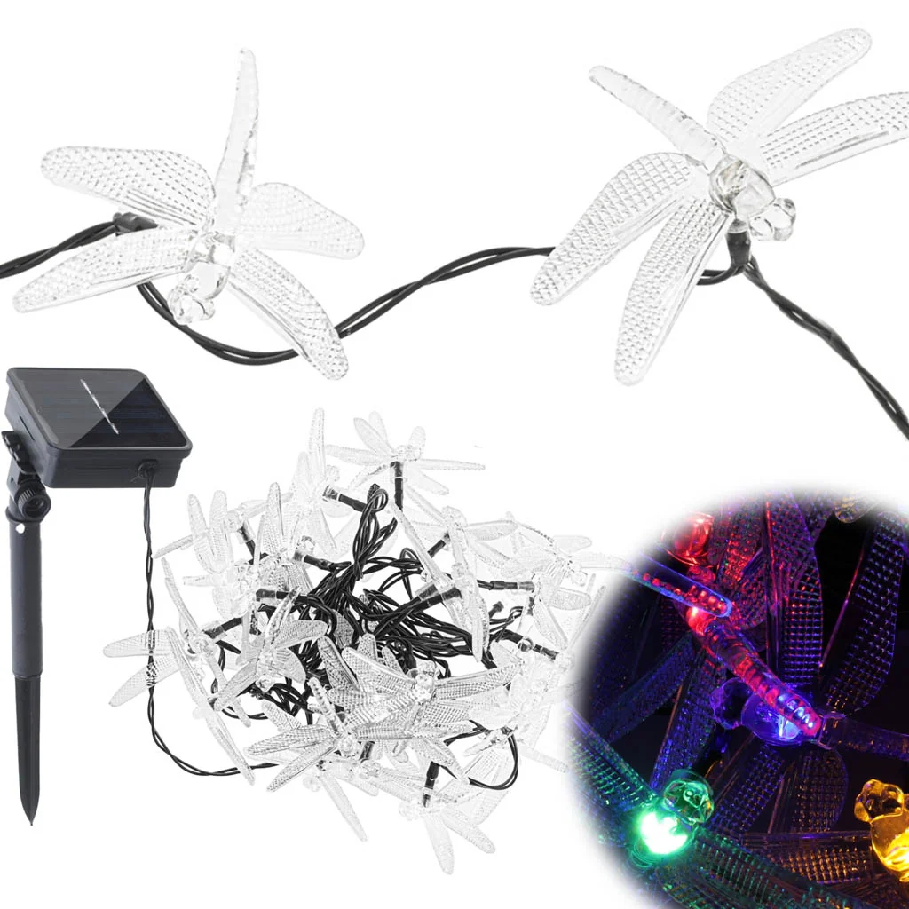 Solárne záhradné LED osvetlenie, svetlá svetielka VÁŽKY 6,5 m, 30 LED, multicolor, IP65, 8 režimov