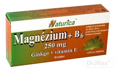 Naturica MAGNEZIUM 250 mg+B6+Ginkgo+vitamín E 1×30 tbl, výživový doplnok