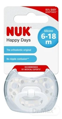 NUK CUMLÍK CLASSIC HAPPY DAYS V2-Silikón Box 1×1 ks, utišujúci, veľkosť 2 (6-18 mesiacov), rôzne farby