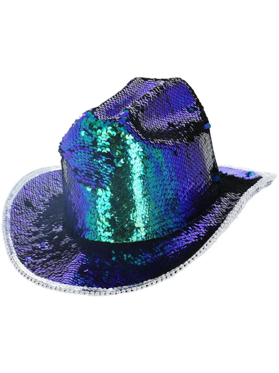Kovbojský klobúk zeleno-modrý trblietavý