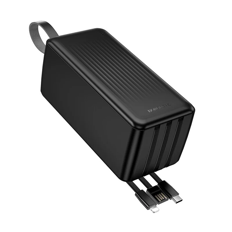 Borofone BJ79C Power Bank 50000mAh 1x USB + vstavané káble Lightning / USB-C 10W, čierne
