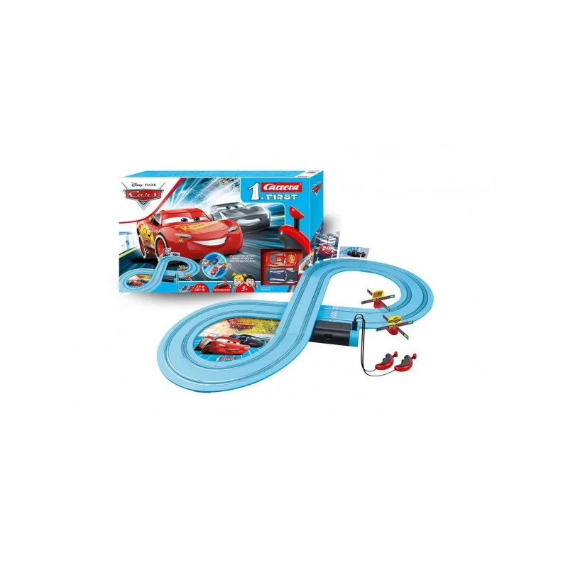 Conquest Autodráha Carrera First Autá/Cars 2,4 m plast +2 autá na bat. v krabici 50x30x7cm